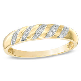 1/10 CT. T.W. Diamond Slant Wedding Band in 10K Gold