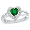 6.0mm Heart-Shaped Lab-Created Emerald And Diamond Accent Ring In Sterling Silver