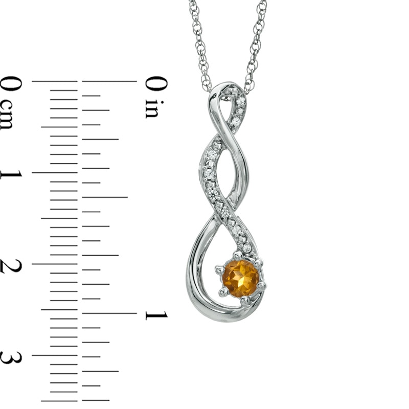 Main Image 2 of 5.5mm Citrine and Diamond Accent Twist Pendant in Sterling Silver