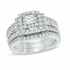 Thumbnail Image 1 of 1-1/2 CT. T.W. Princess-Cut Diamond Double Frame Bridal Set in 14K White Gold