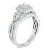Thumbnail Image 1 of Celebration Ideal 1 CT. T.W. Princess-Cut Certified Diamond Frame Bridal Set in 14K White Gold (I/I1)