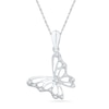 Thumbnail Image 1 of Diamond Accent Tilted Butterfly Pendant in 10K White Gold