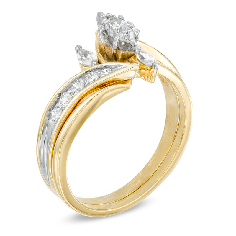 Gold marquise hot sale wedding set