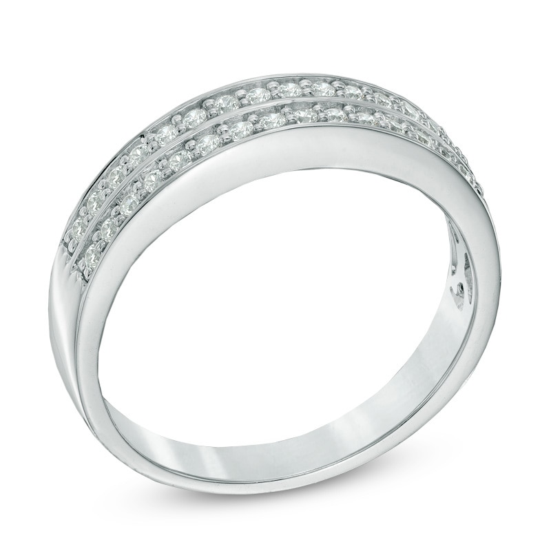 Main Image 2 of 1/4 CT. T.W. Diamond Double Row Band in 10K White Gold