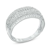 Thumbnail Image 2 of 1/2 CT. T.W. Baguette and Round Diamond Layered Band in 10K White Gold