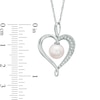 Thumbnail Image 2 of 7.5-8.0mm Freshwater Cultured Pearl and Lab-Created White Sapphire  Heart Pendant in Sterling Silver