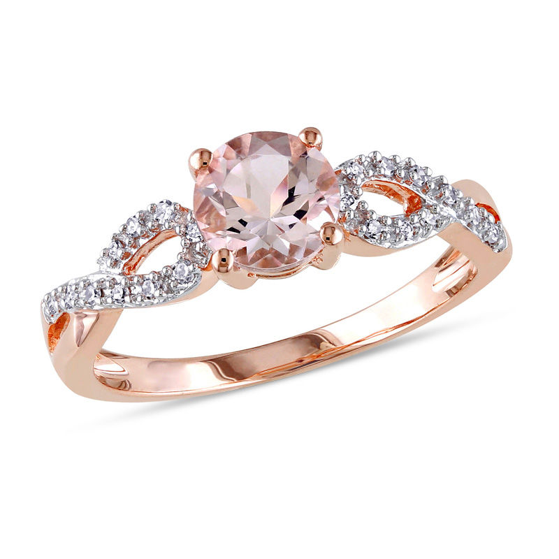 6.0mm Morganite and Diamond Accent Twist Engagement Ring in 10K