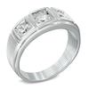 Thumbnail Image 1 of Men's 1 CT. T.W. Diamond Three Stone Comfort Fit Ring in 10K White Gold