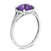 Thumbnail Image 2 of 8.0mm Cushion-Cut Amethyst and Diamond Accent Ring in Sterling Silver