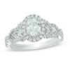 Thumbnail Image 0 of Vera Wang Love Collection 1 CT. T.W. Oval Diamond Frame Engagement Ring in 14K White Gold