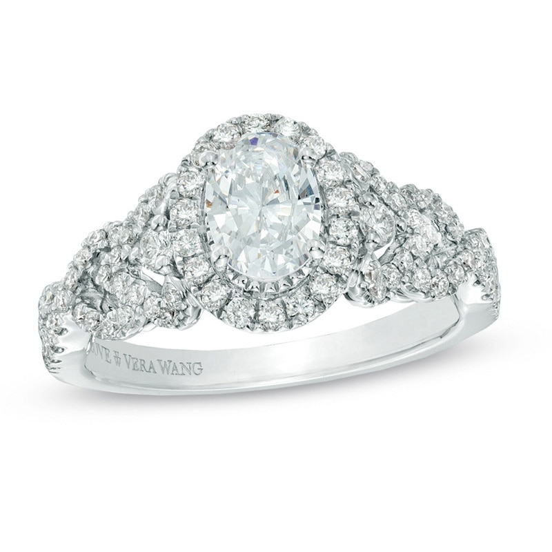 Vera Wang Love Collection 1 CT. T.W. Oval Diamond Frame Engagement Ring in 14K White Gold