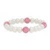 Thumbnail Image 0 of 8.0-9.0mm Freshwater Cultured Pearl and Pink Crystal Bead Stretch Bracelet-7.25"