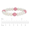 Thumbnail Image 1 of 8.0-9.0mm Freshwater Cultured Pearl and Pink Crystal Bead Stretch Bracelet-7.25"