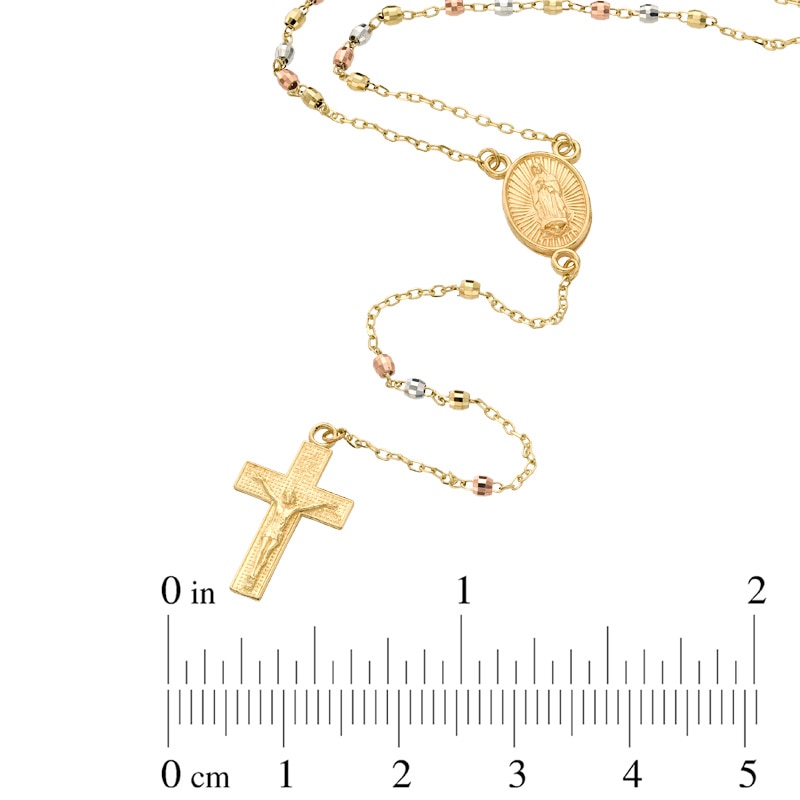 Rosary Necklace in 10K Tri-Tone Gold - 17