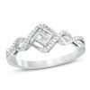 Thumbnail Image 1 of 1/6 CT. T.W. Quad Princess-Cut Diamond Bypass Twist Ring in 10K White Gold