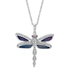 Thumbnail Image 1 of Opal, Garnet and Lab-Created White Sapphire Dragonfly Pendant in Sterling Silver