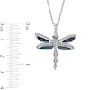 Thumbnail Image 2 of Opal, Garnet and Lab-Created White Sapphire Dragonfly Pendant in Sterling Silver