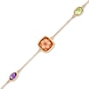 Thumbnail Image 1 of 10.0mm Orange Flower Cameo, Amethyst and Peridot Bracelet in Sterling Silver with 10K Gold Plate - 7.25"