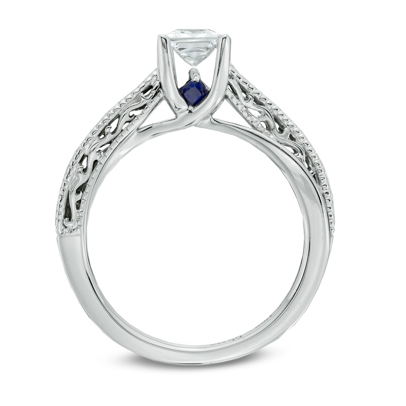 Vera Wang Love Collection 1/2 CT. Princess-Cut Diamond Solitaire Scroll Engagement Ring in 14K White Gold