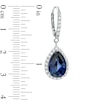 Thumbnail Image 2 of Pear-Shaped Lab-Created Blue and White Sapphire Frame Drop Earrings in Sterling Silver