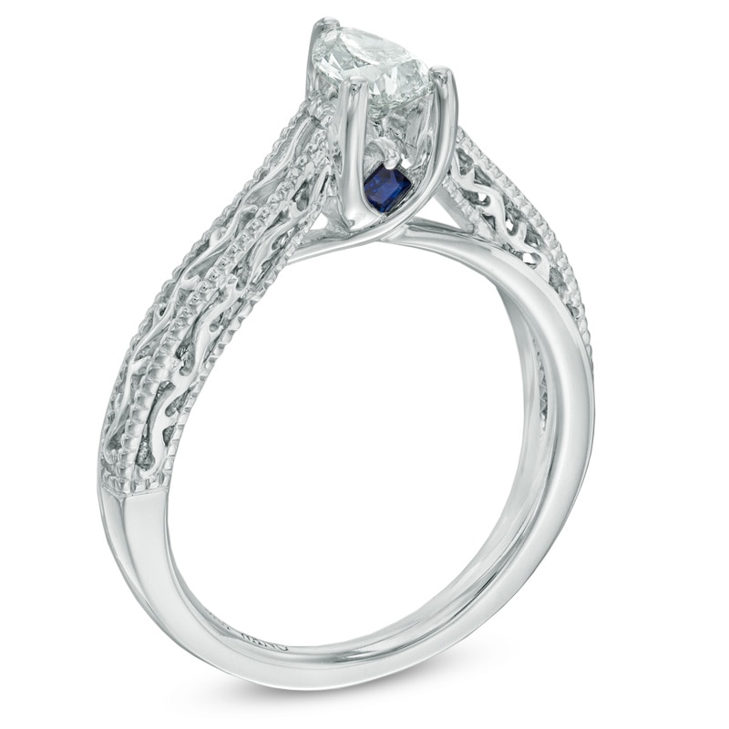 Main Image 2 of Vera Wang Love Collection 1/2 CT. Pear-Shaped Diamond Solitaire Scroll Engagement Ring in 14K White Gold