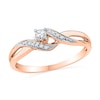 Thumbnail Image 1 of 1/10 CT. T.W. Diamond Bypass Split Shank Promise Ring in 10K Rose Gold