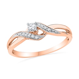 1/10 CT. T.W. Diamond Bypass Split Shank Promise Ring in 10K Rose Gold