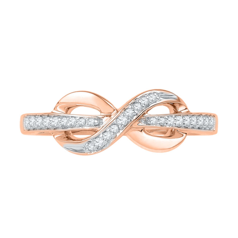 Main Image 2 of 1/10 CT. T.W. Diamond Infinity Wrapped Ring in 10K Rose Gold