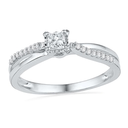 1/4 CT. T.W. Princess-Cut Diamond Split Shank Promise Ring in 10K White Gold