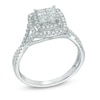 Thumbnail Image 2 of 3/4 CT. T.W. Quad Princess-Cut Diamond Double Frame Twist Engagement Ring in 14K White Gold