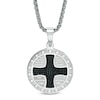Thumbnail Image 0 of Men's Lord's Prayer Cross Medal Pendant in Two-Tone Stainless Steel - 24"