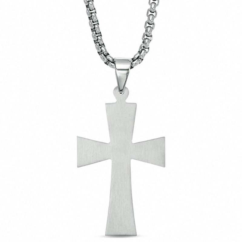 Men's Stacked Cross Pendant in Stainless Steel - 24