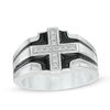 Thumbnail Image 0 of Men's 1/10 CT. T.W. Diamond Cross Ring in Two-Tone Sterling Silver