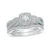 Thumbnail Image 1 of 3/8 CT. T.W. Diamond Braid Vintage-Style Frame Bridal Set in 10K White Gold