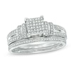Thumbnail Image 0 of 1/3 CT. T.W. Diamond Square Composite Double Collar Bridal Set in 10K White Gold