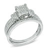 Thumbnail Image 1 of 1/3 CT. T.W. Diamond Square Composite Double Collar Bridal Set in 10K White Gold
