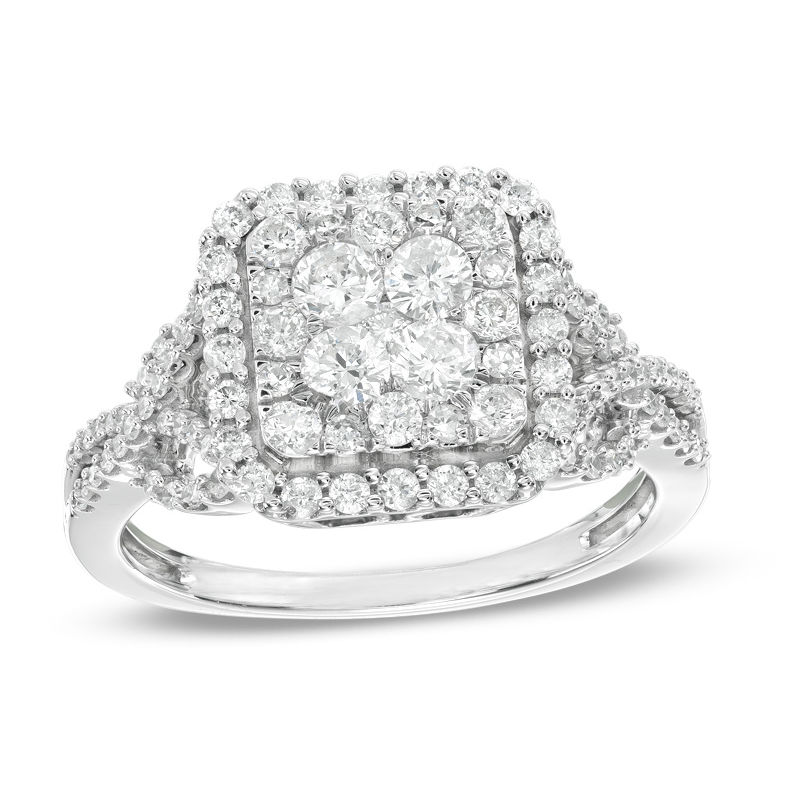 1 CT. T.W. Composite Diamond Frame Ring in 10K White Gold | Zales Outlet