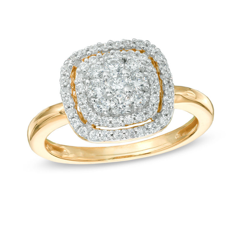 Main Image 1 of 1/2 CT. T.W. Multi-Diamond Frame Ring in 10K Gold