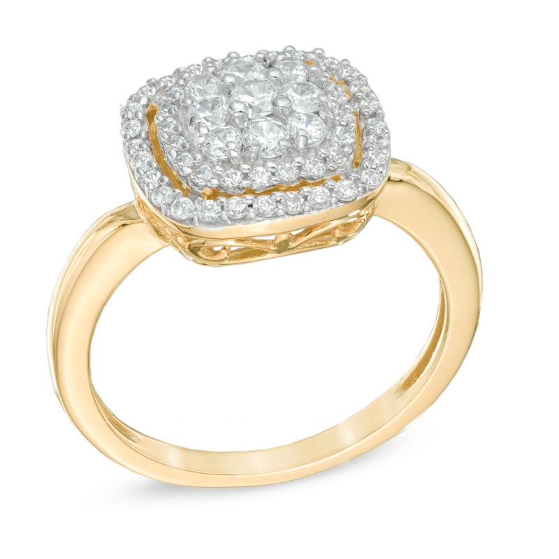 Main Image 2 of 1/2 CT. T.W. Multi-Diamond Frame Ring in 10K Gold