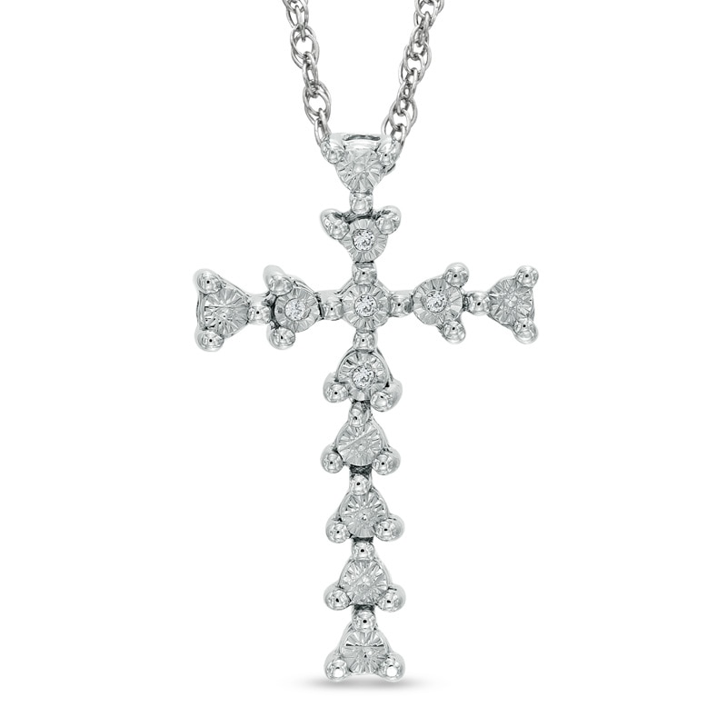 Main Image 1 of Diamond Accent Cross Pendant in Sterling Silver