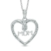 Diamond Accent MOM Heart Pendant In Sterling Silver
