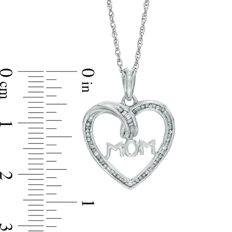 Main Image 2 of Diamond Accent &quot;MOM&quot; Heart Pendant in Sterling Silver