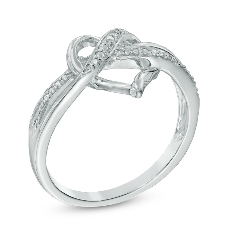 Main Image 2 of Diamond Accent Swirled Heart Ring in Sterling Silver