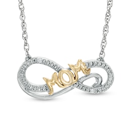 Diamond Accent &quot;MOM&quot; Infinity Necklace in Sterling Silver and 14K Gold Plate