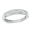 Thumbnail Image 1 of Men's 1/10 CT. T.W. Diamond  Slant Striped Wedding Band in 10K White Gold