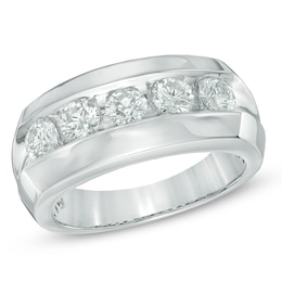 Men's 1-1/2 CT. T.W. Diamond Wedding Band in 14K White Gold