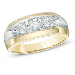 Men's 1 CT. T.W. Diamond Three Stone Wedding Band in 14K Gold