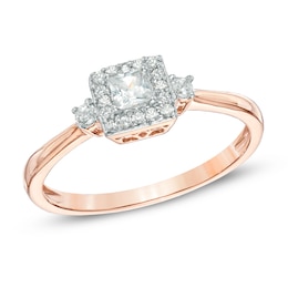 1/4 CT. T.W. Princess-Cut Diamond Frame Promise Ring in 10K Rose Gold