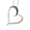 Thumbnail Image 1 of Enhanced Black and White Diamond Accent Tilted Heart Pendant in Sterling Silver