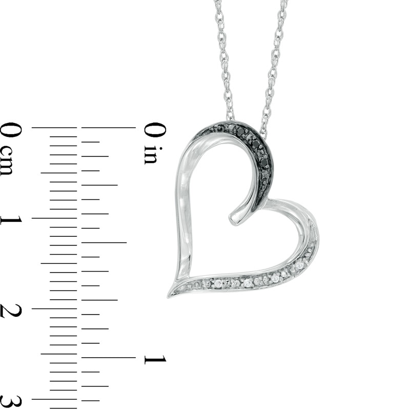 Main Image 2 of Enhanced Black and White Diamond Accent Tilted Heart Pendant in Sterling Silver